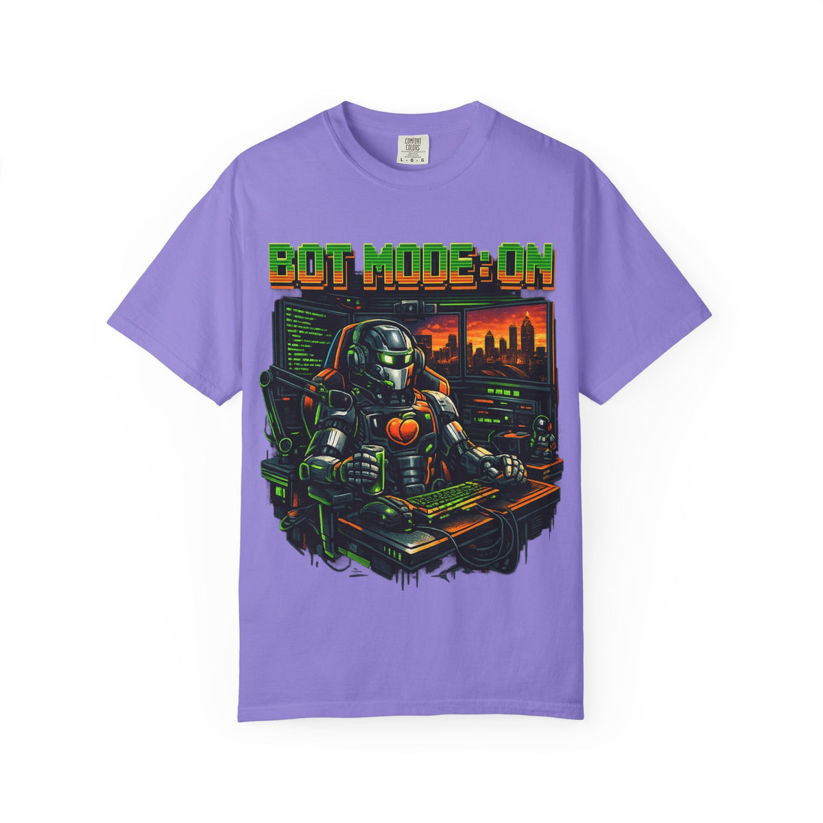 Bot Mode On T-Shirt — Retro Cyberpunk Robot Gamer Tee