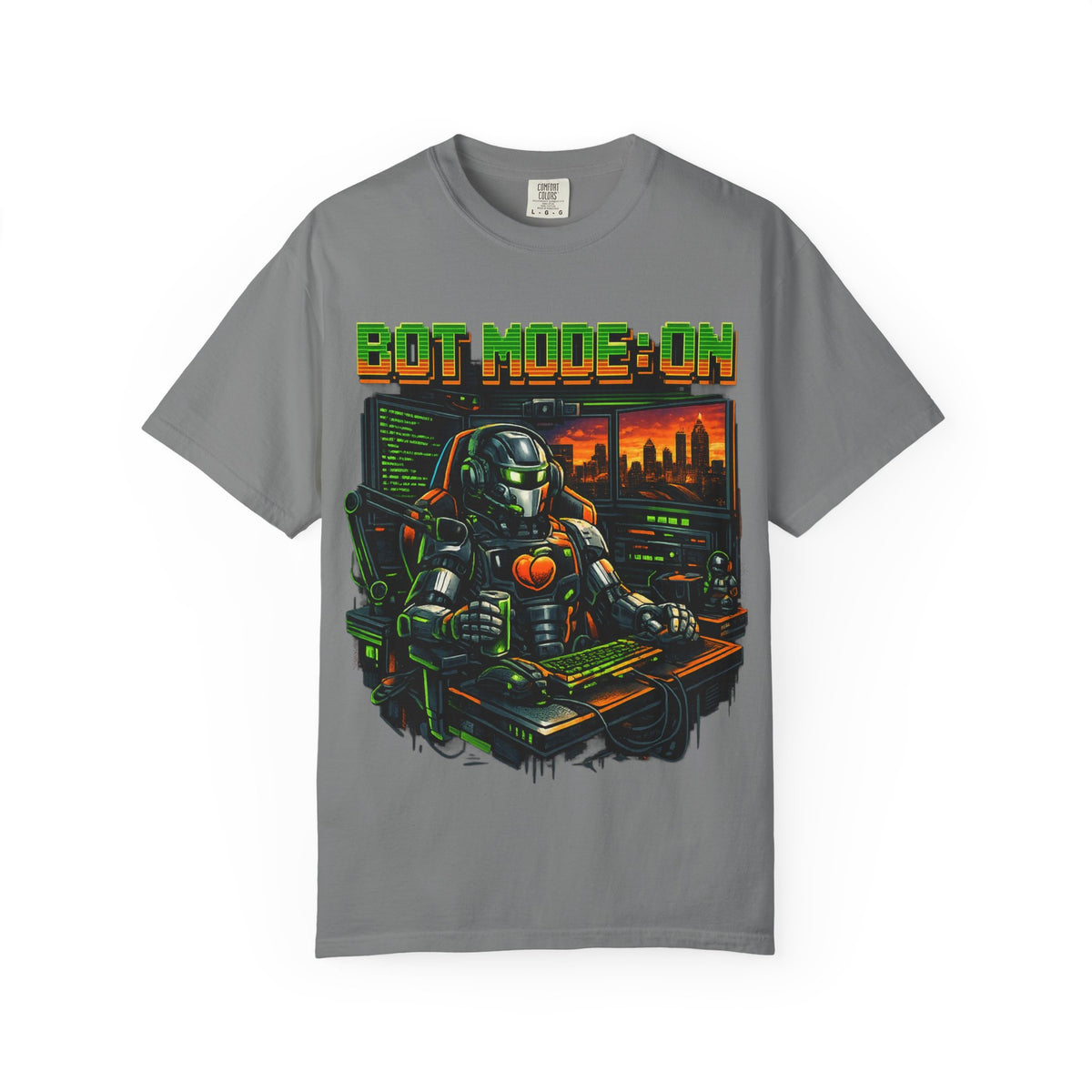 Bot Mode On T-Shirt — Retro Cyberpunk Robot Gamer Tee