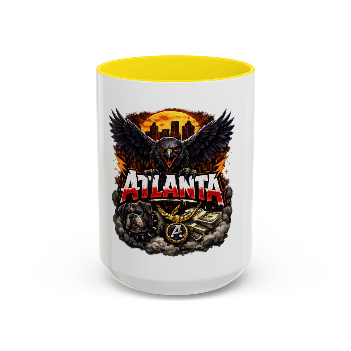 Atlanta Raven Graphic Coffee Mug – City Skyline, Money & Bold Team Vibe (11/15oz)