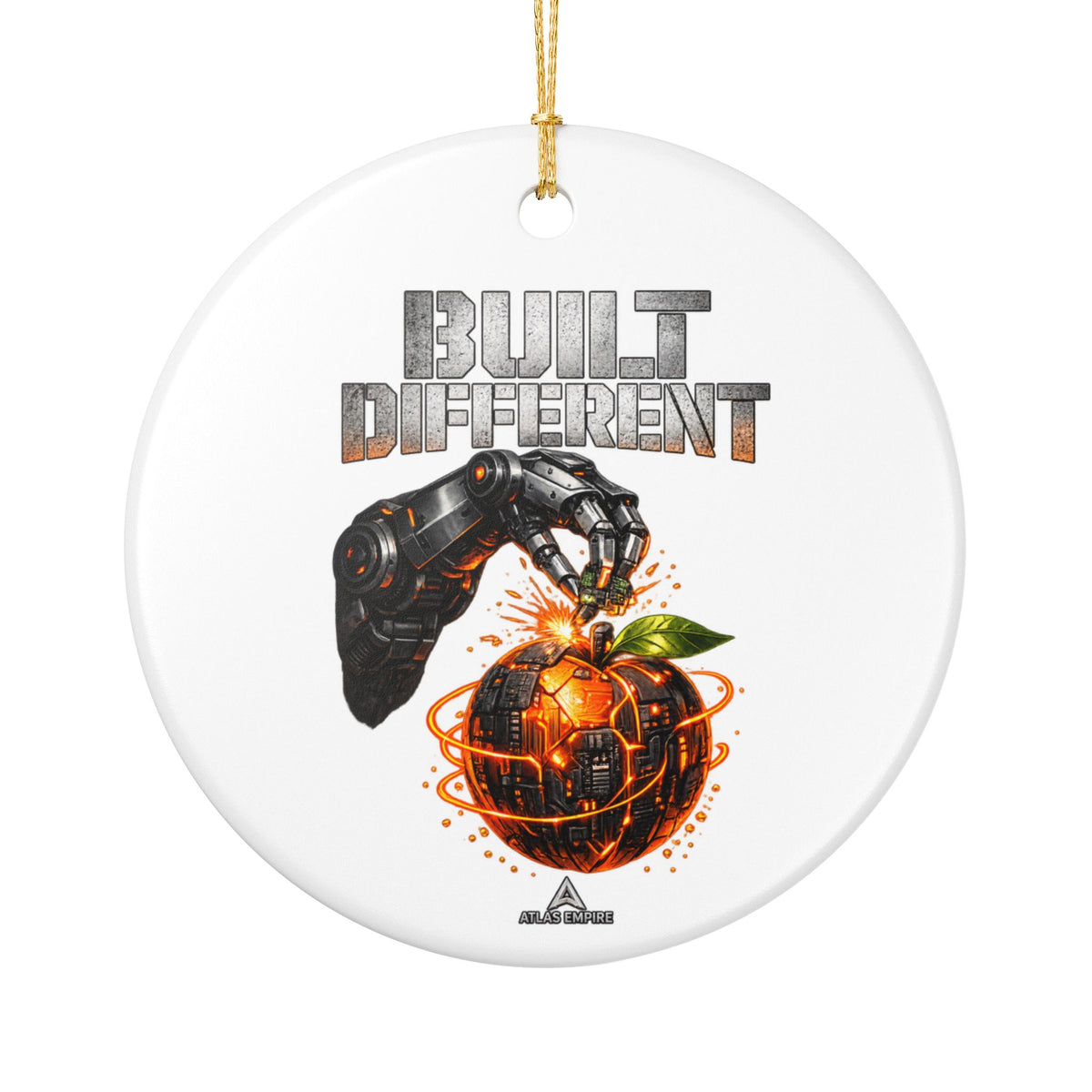 Built Different Robot Hand Pumpkin Ceramic Ornament