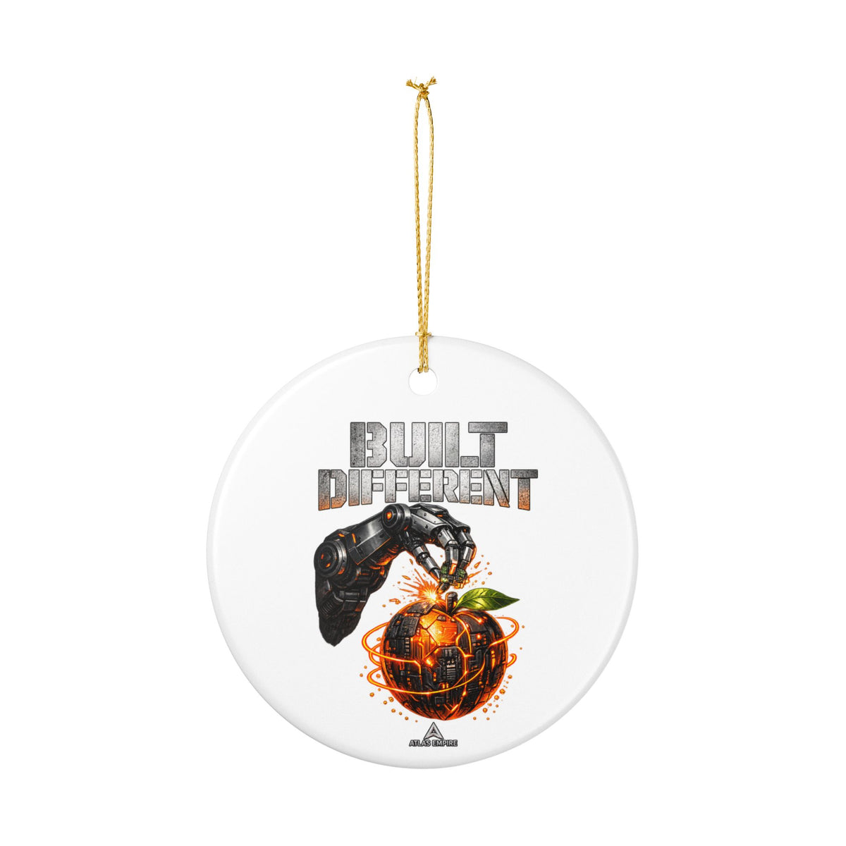 Built Different Robot Hand Pumpkin Ceramic Ornament