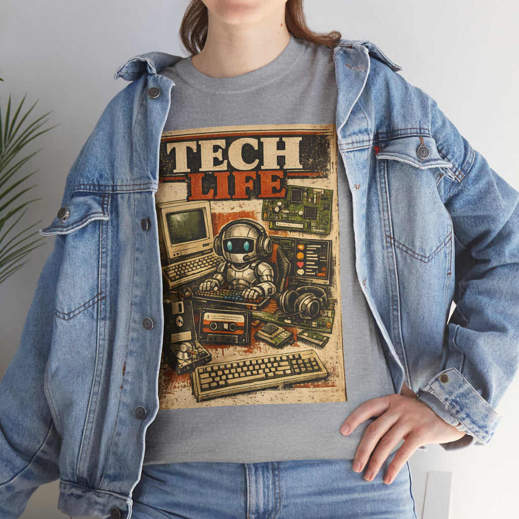 Tech Life T-Shirt — Retro Computer & Gadget Graphic Tee for Geeks