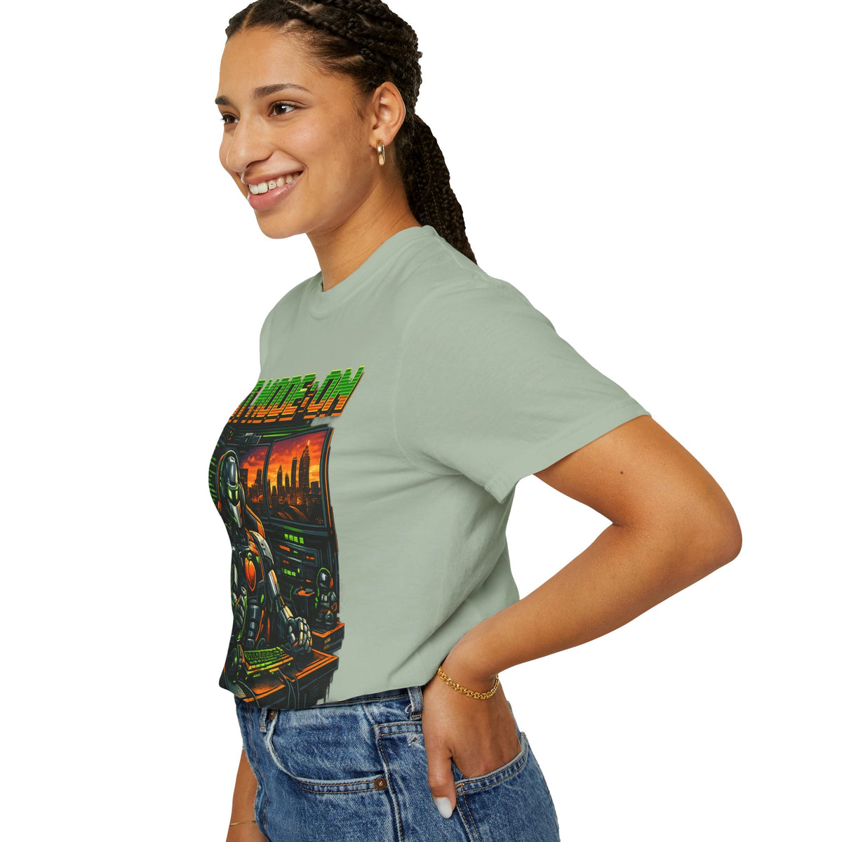 Bot Mode On T-Shirt — Retro Cyberpunk Robot Gamer Tee