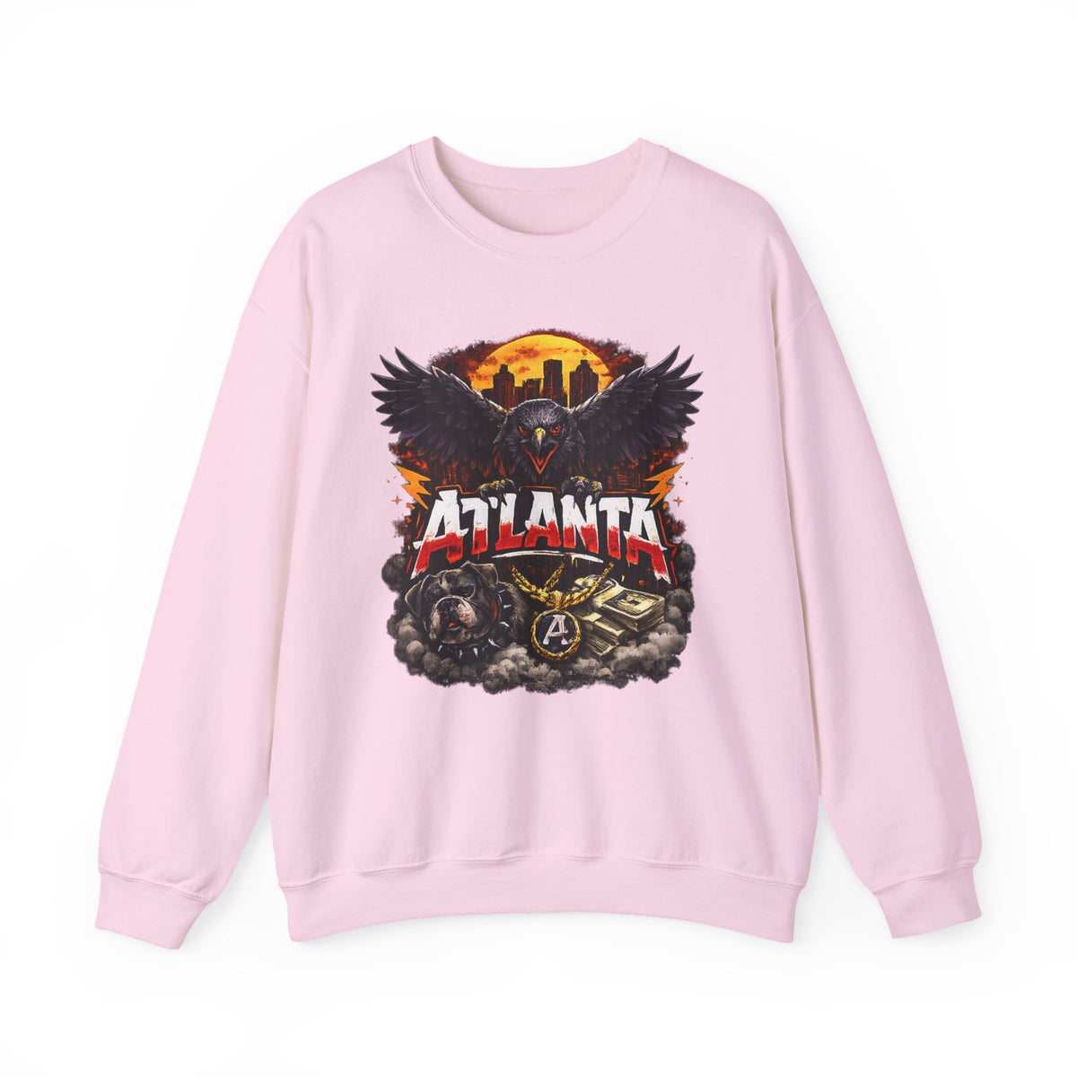 Atlanta Raven Graphic Sweatshirt – City Skyline Vintage Motorcycle Design