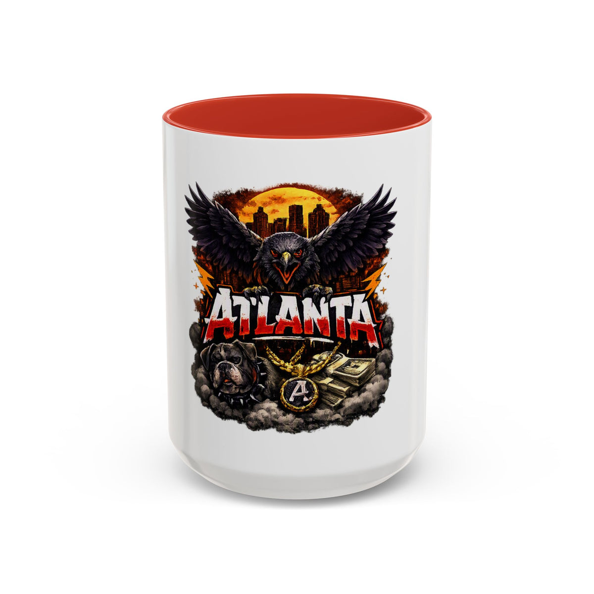 Atlanta Raven Graphic Coffee Mug – City Skyline, Money & Bold Team Vibe (11/15oz)