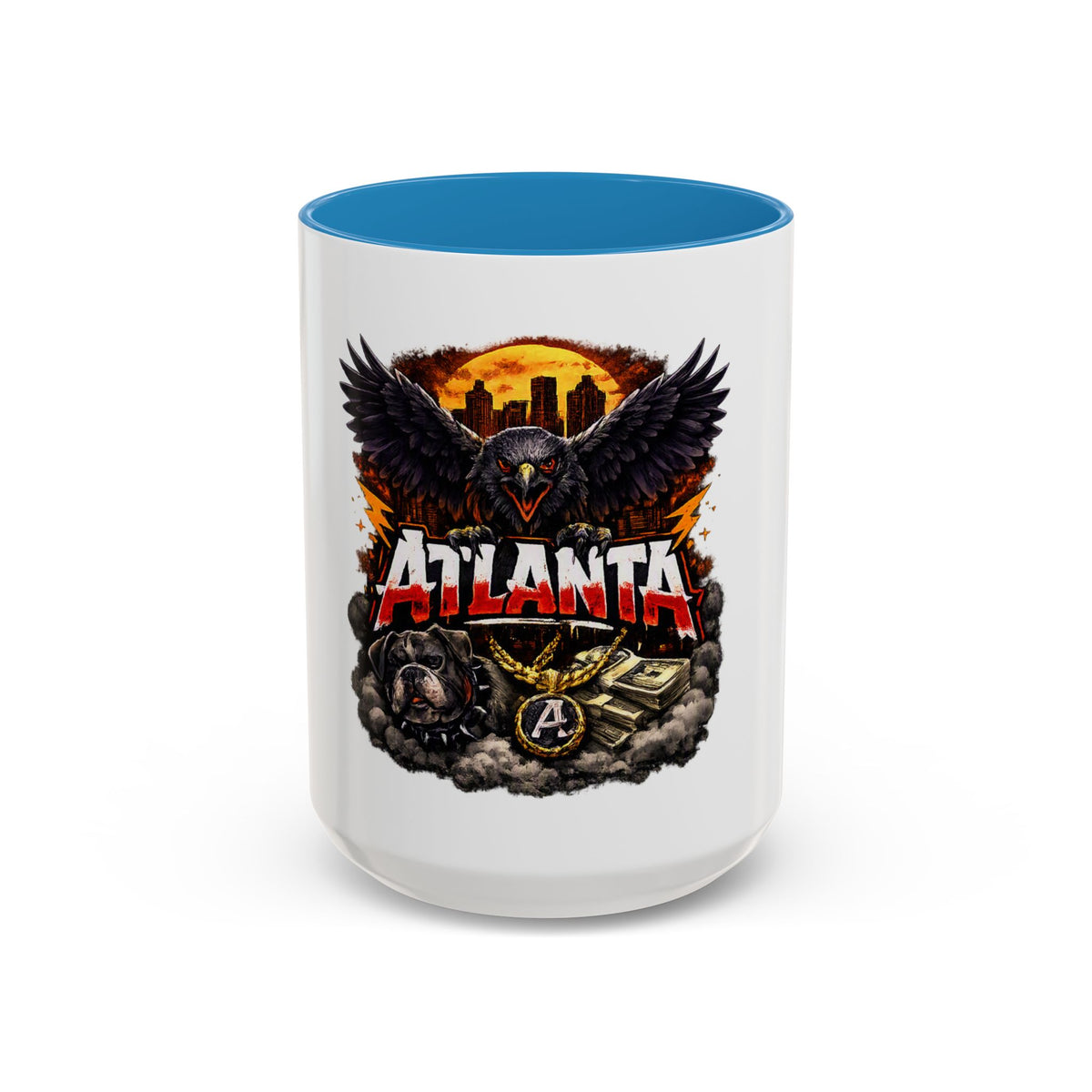 Atlanta Raven Graphic Coffee Mug – City Skyline, Money & Bold Team Vibe (11/15oz)