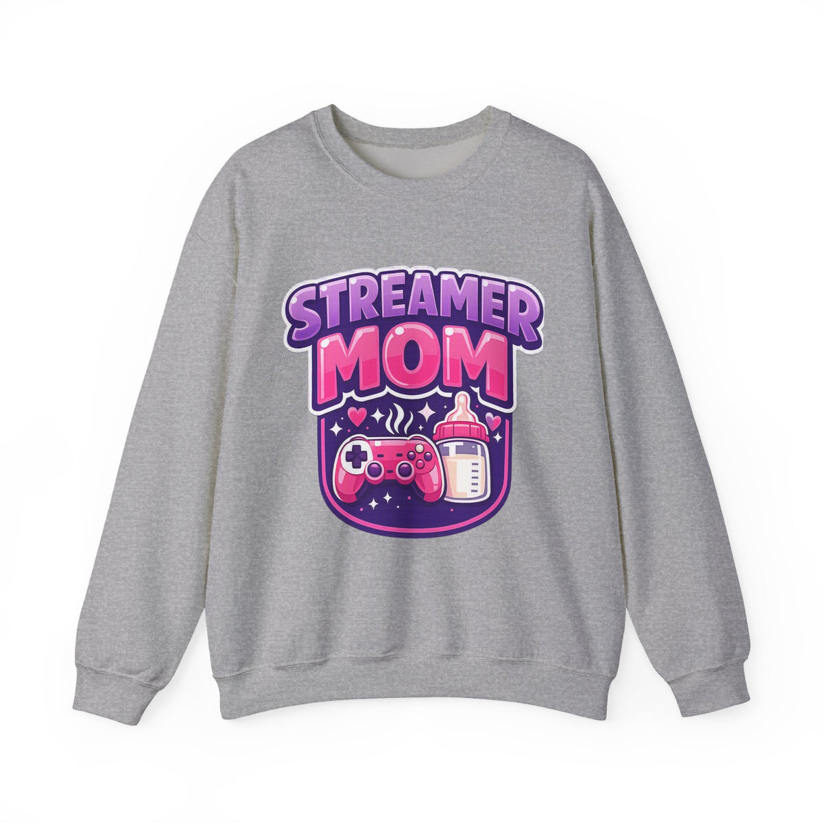 Streamer Mom Sweatshirt — Gamer Mom Crewneck with Controller & Baby Bottle Design