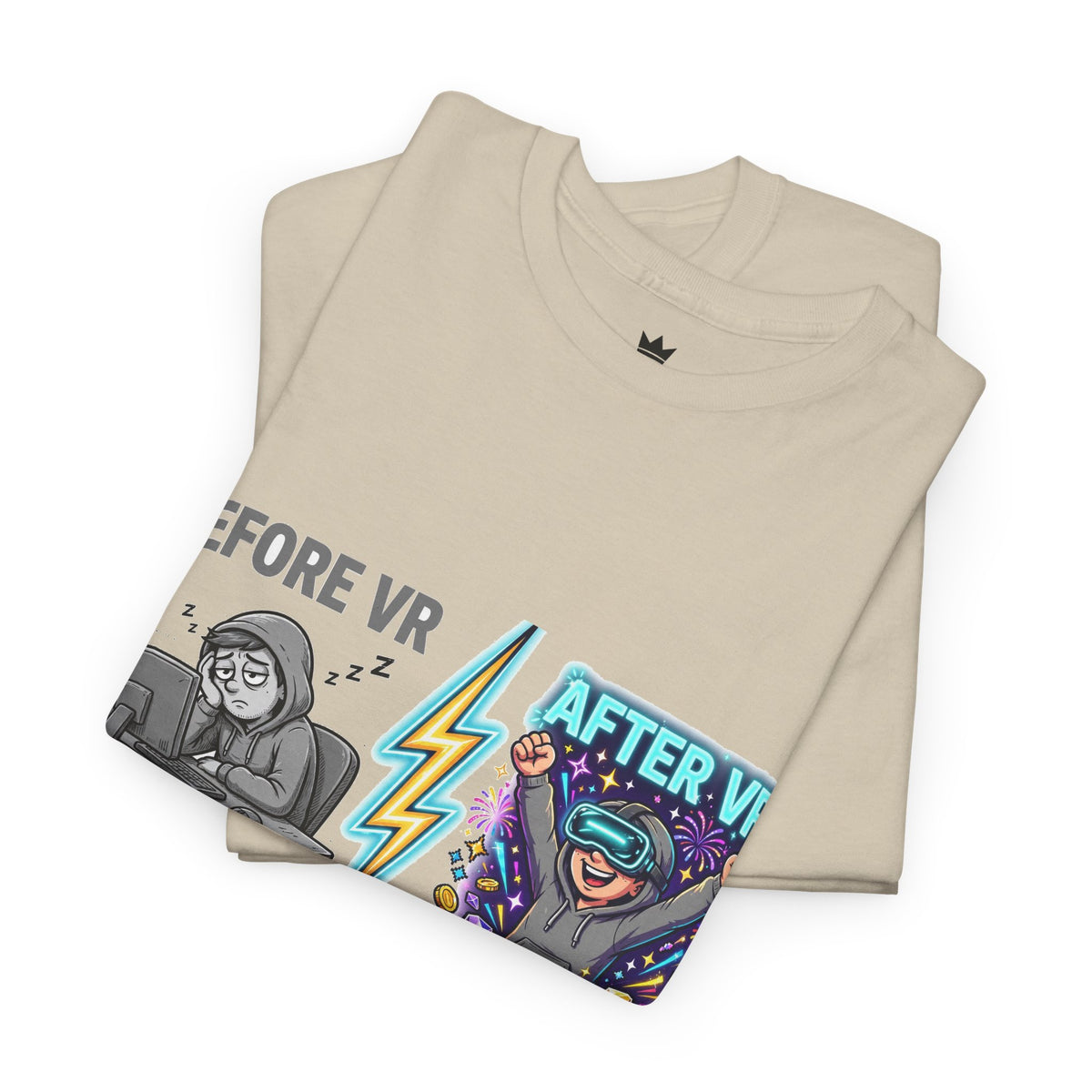 Before VR / After VR T-Shirt — Funny Gamer VR Reality Contrast Tee