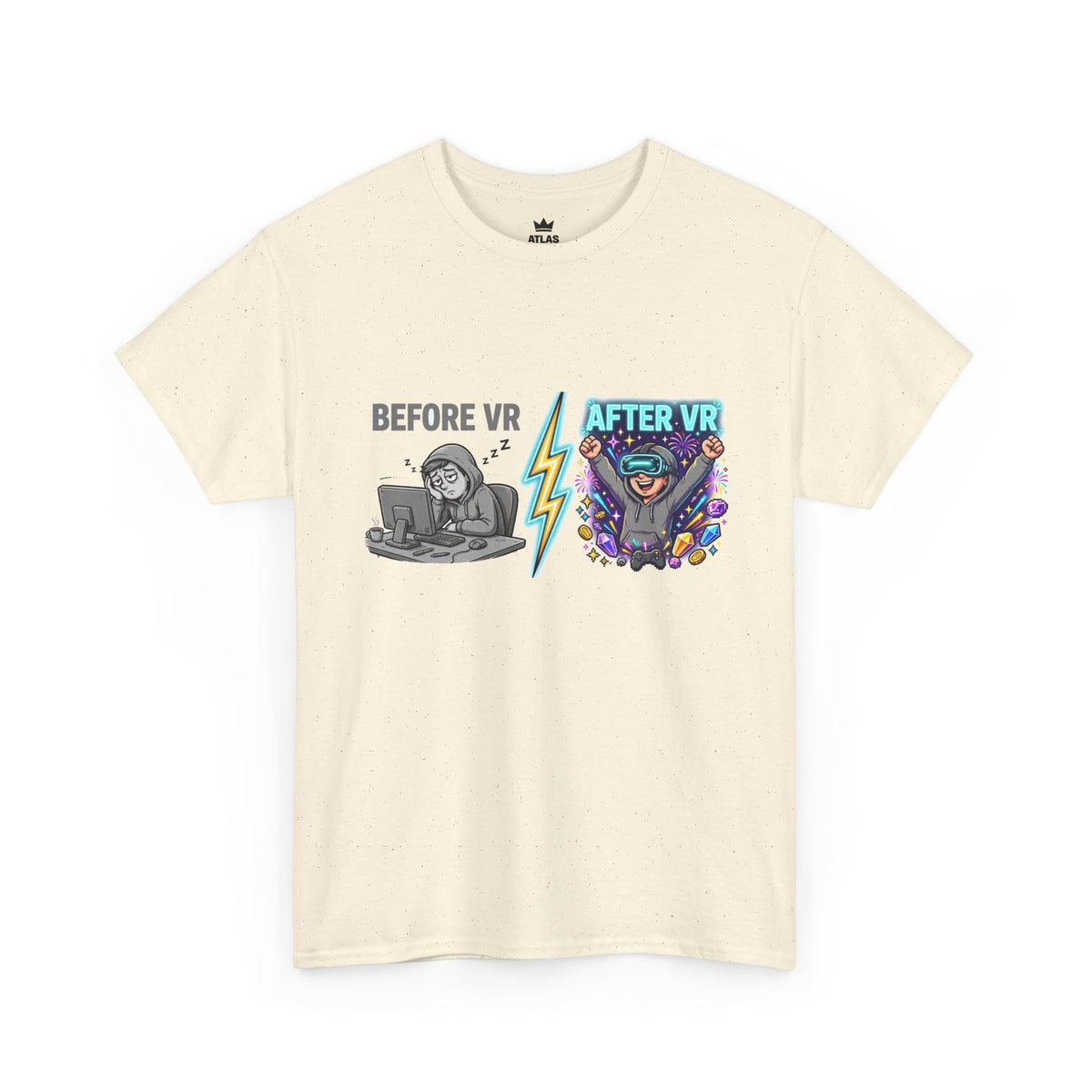 Before VR / After VR T-Shirt — Funny Gamer VR Reality Contrast Tee