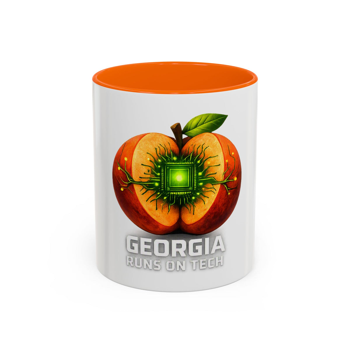 Accent Mug — "Georgia Runs on Tech" Peach Tech Coffee Mug (11/15oz)