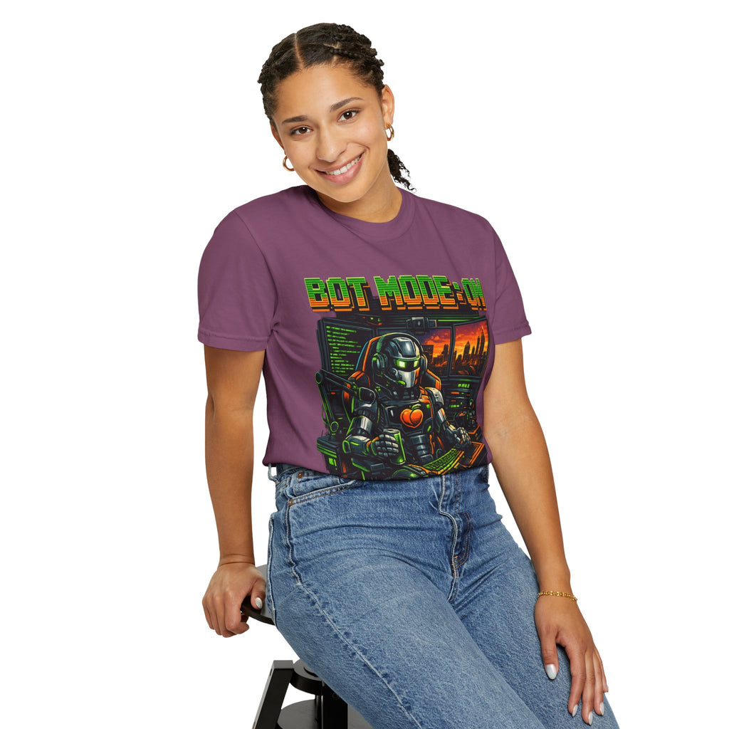 Bot Mode On T-Shirt — Retro Cyberpunk Robot Gamer Tee