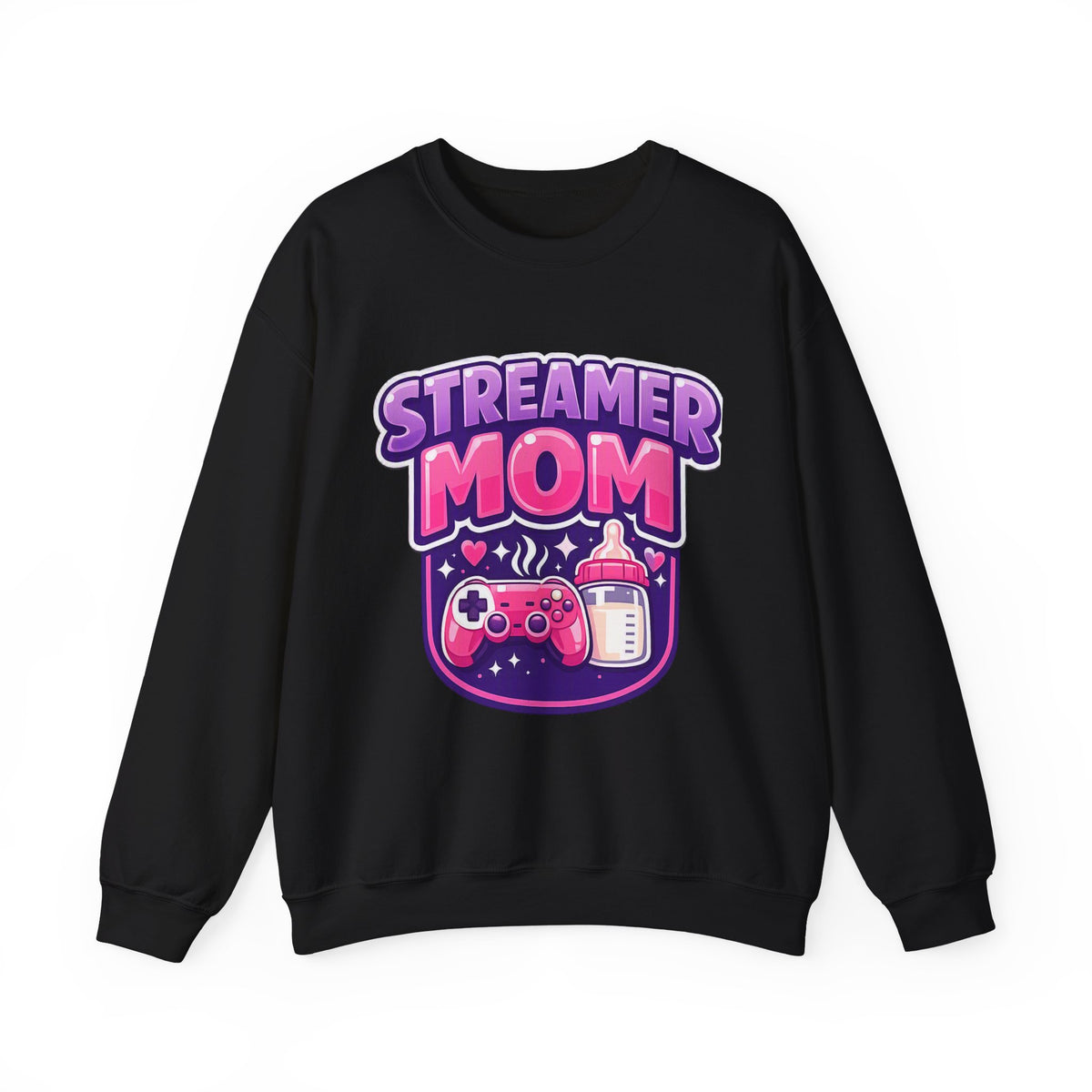 Streamer Mom Sweatshirt — Gamer Mom Crewneck with Controller & Baby Bottle Design