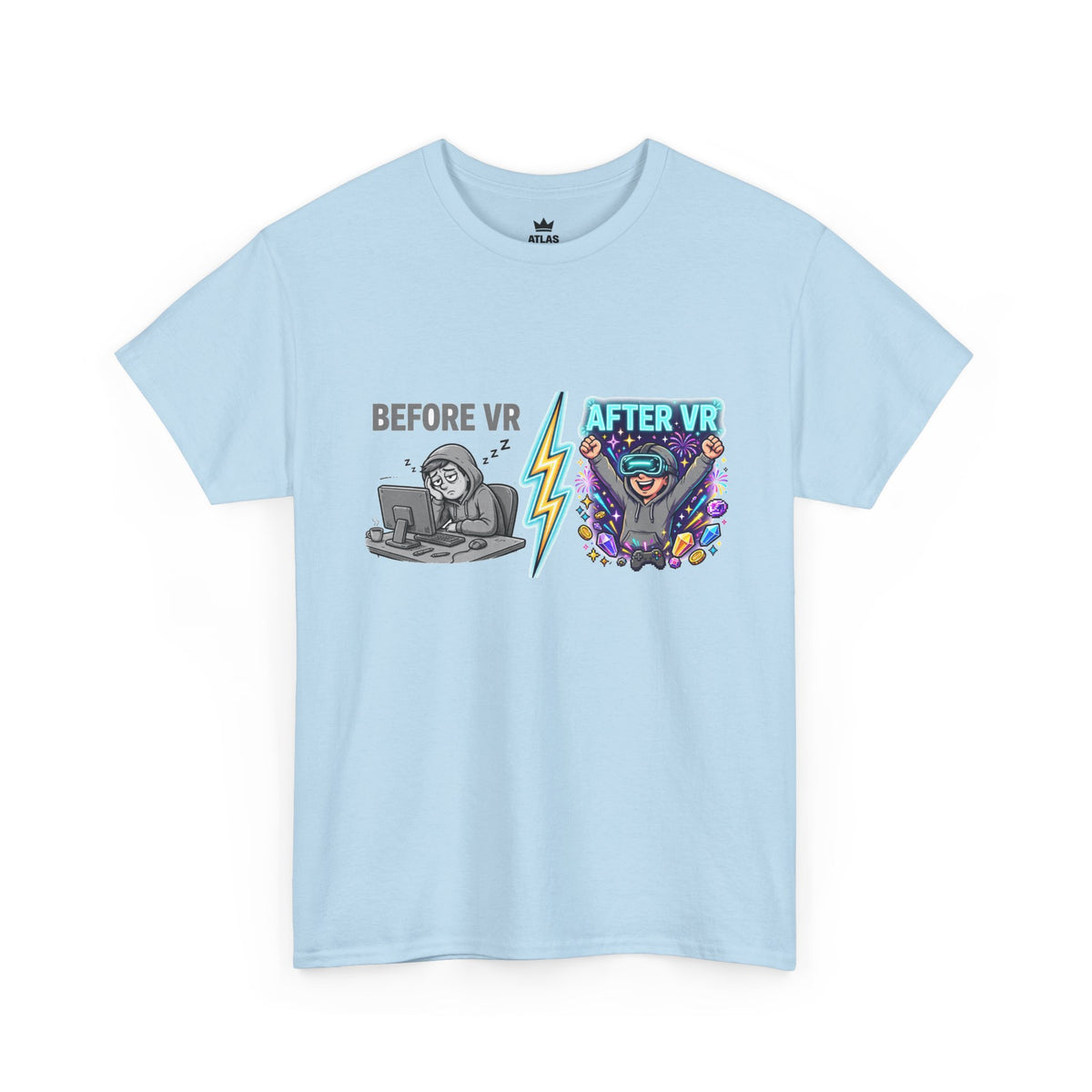 Before VR / After VR T-Shirt — Funny Gamer VR Reality Contrast Tee