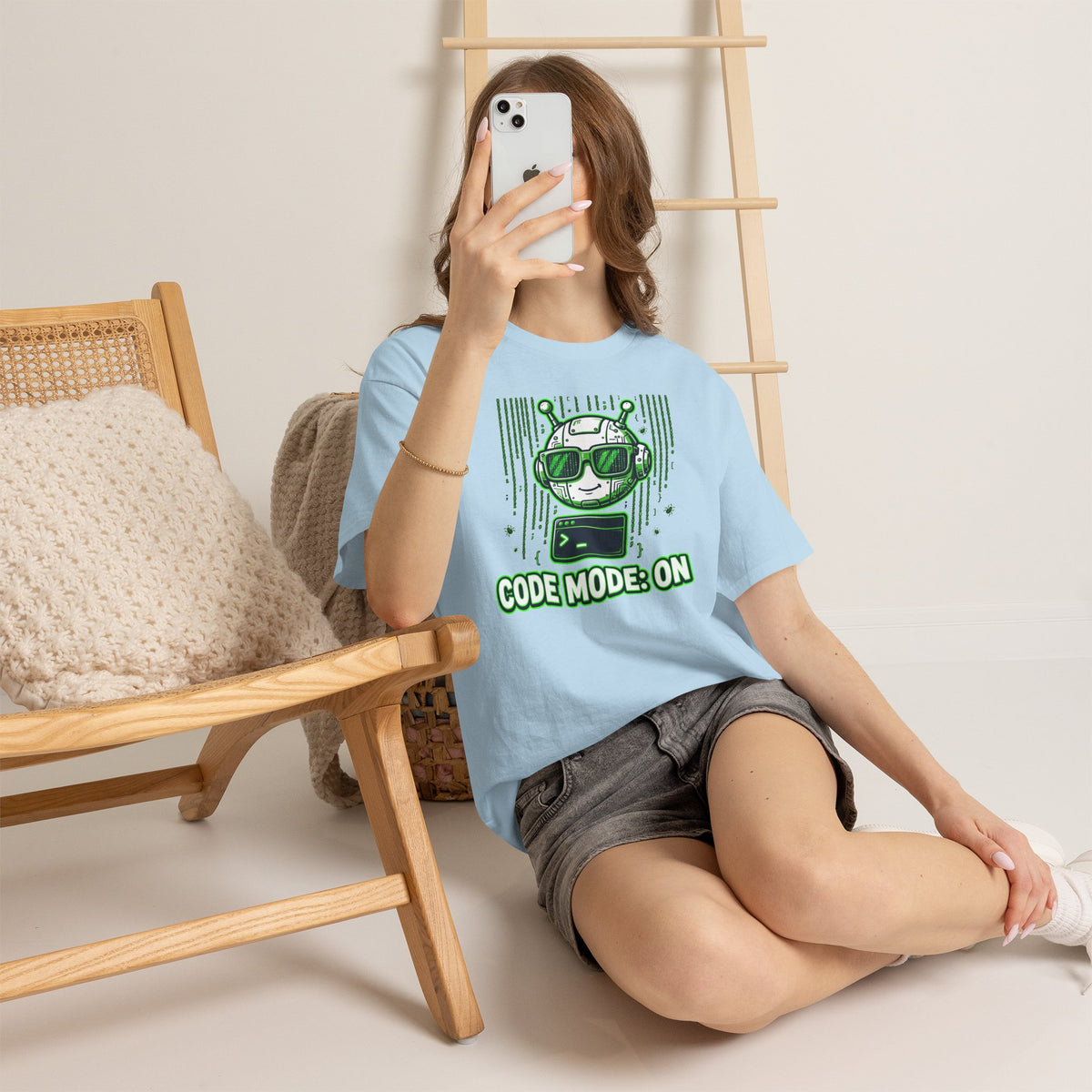 Code Mode On T-Shirt — Funny Programmer Alien Graphic Tee for Developers
