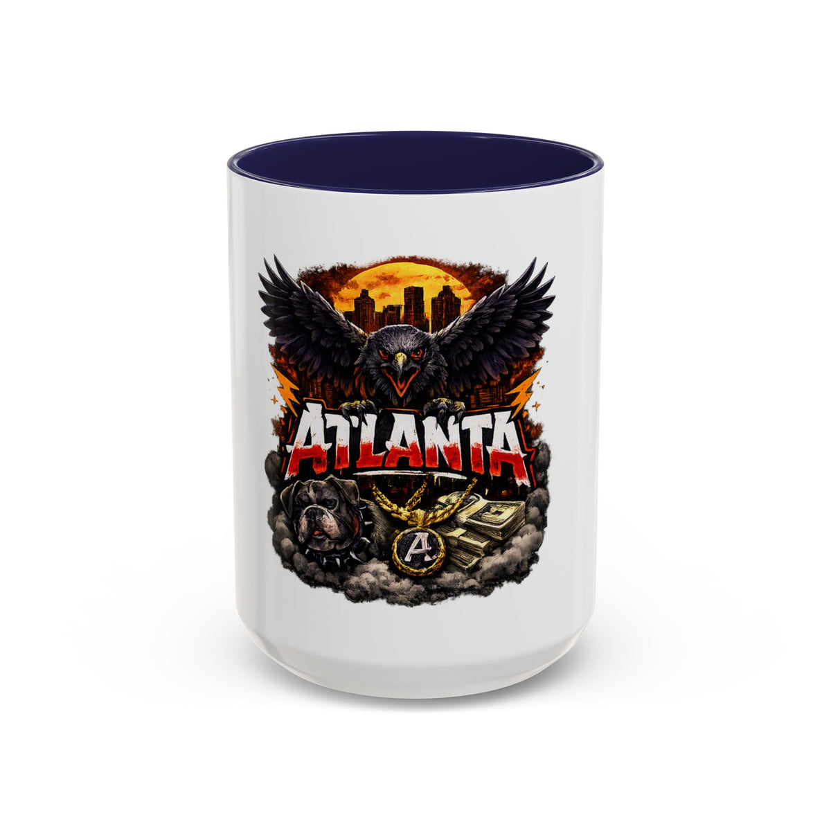 Atlanta Raven Graphic Coffee Mug – City Skyline, Money & Bold Team Vibe (11/15oz)