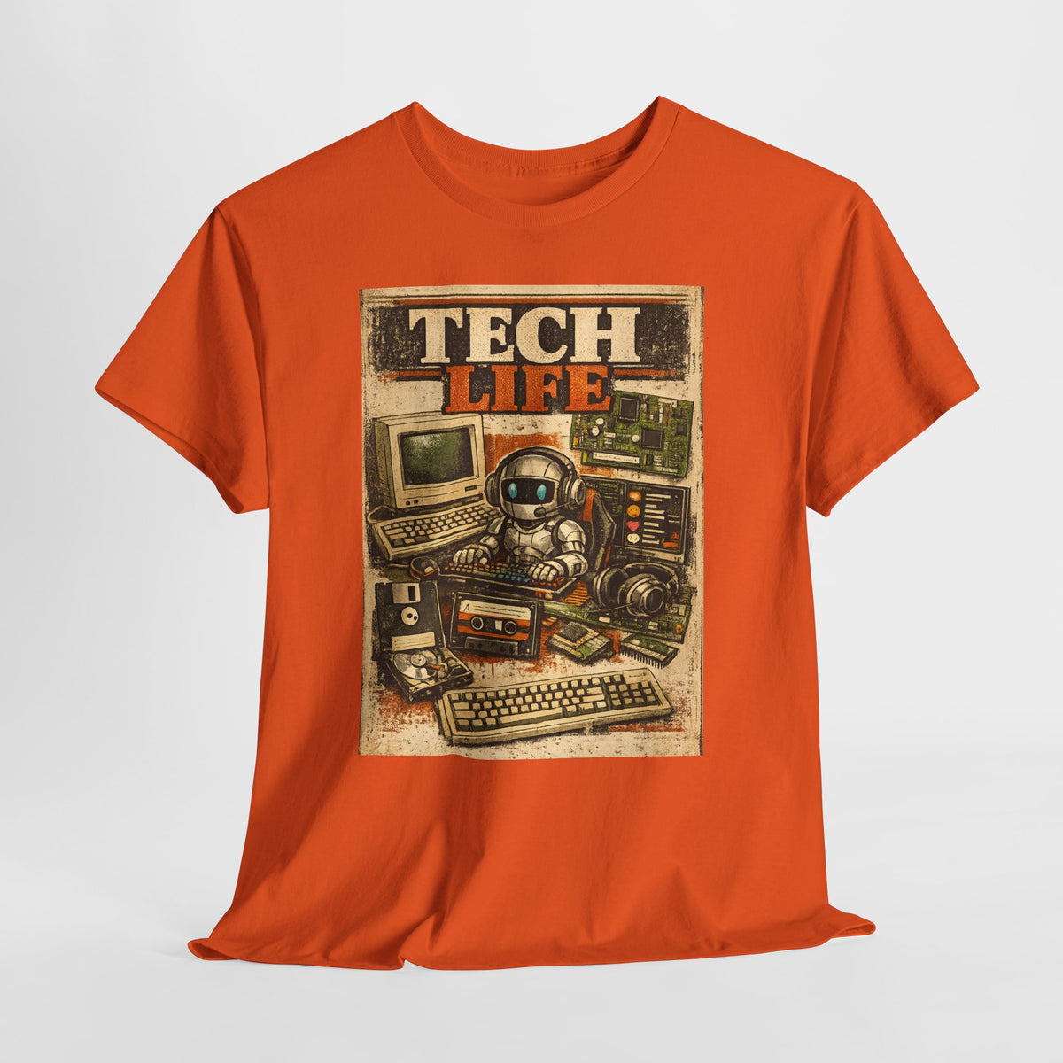 Tech Life T-Shirt — Retro Computer & Gadget Graphic Tee for Geeks