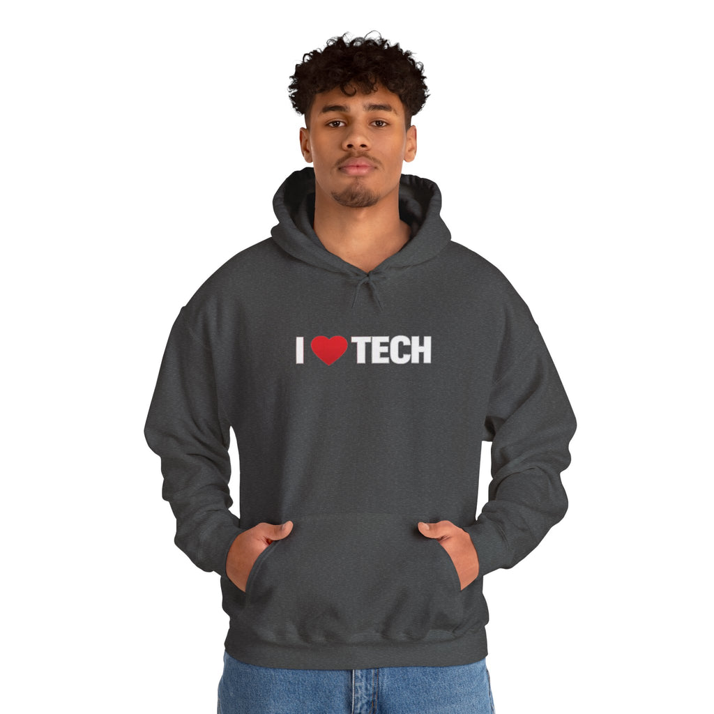 I  Tech Hoodie — "I Love Tech" Graphic Pullover for Tech Lovers