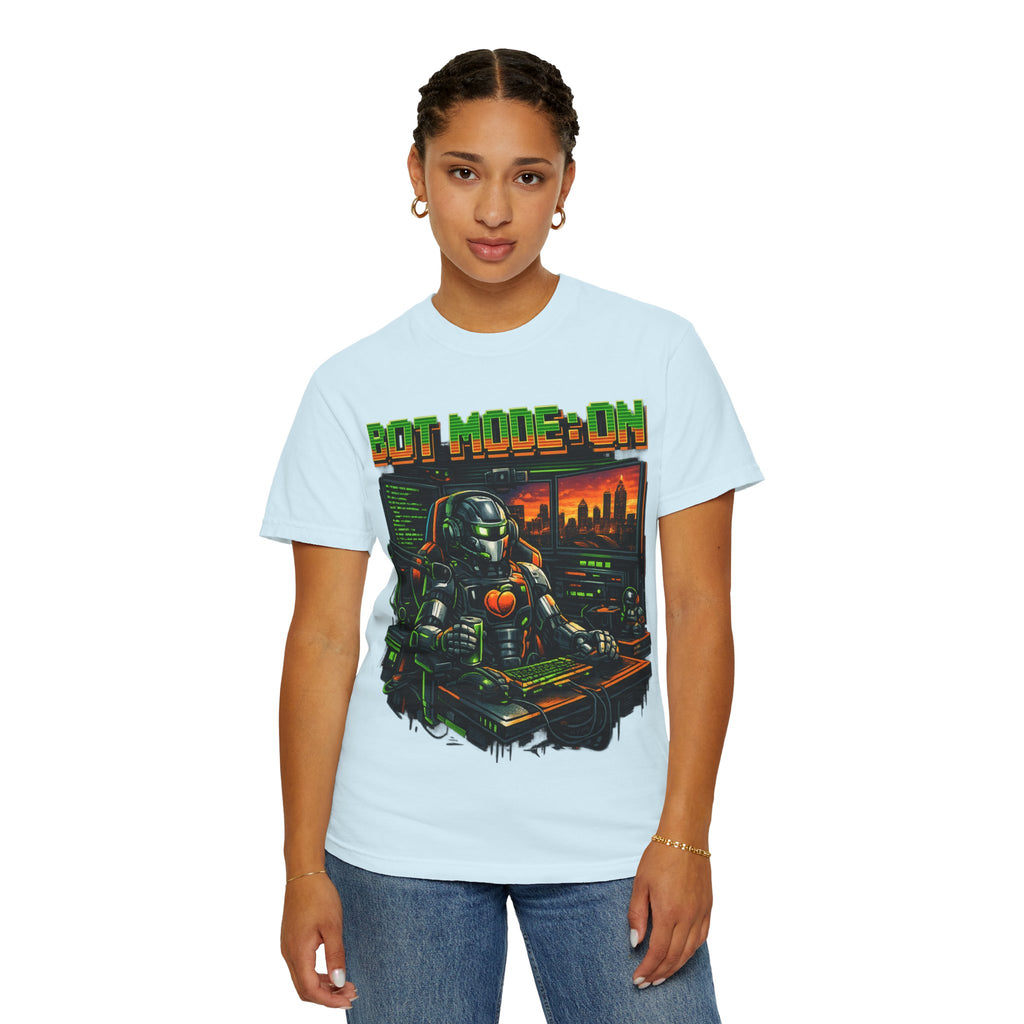 Bot Mode On T-Shirt — Retro Cyberpunk Robot Gamer Tee