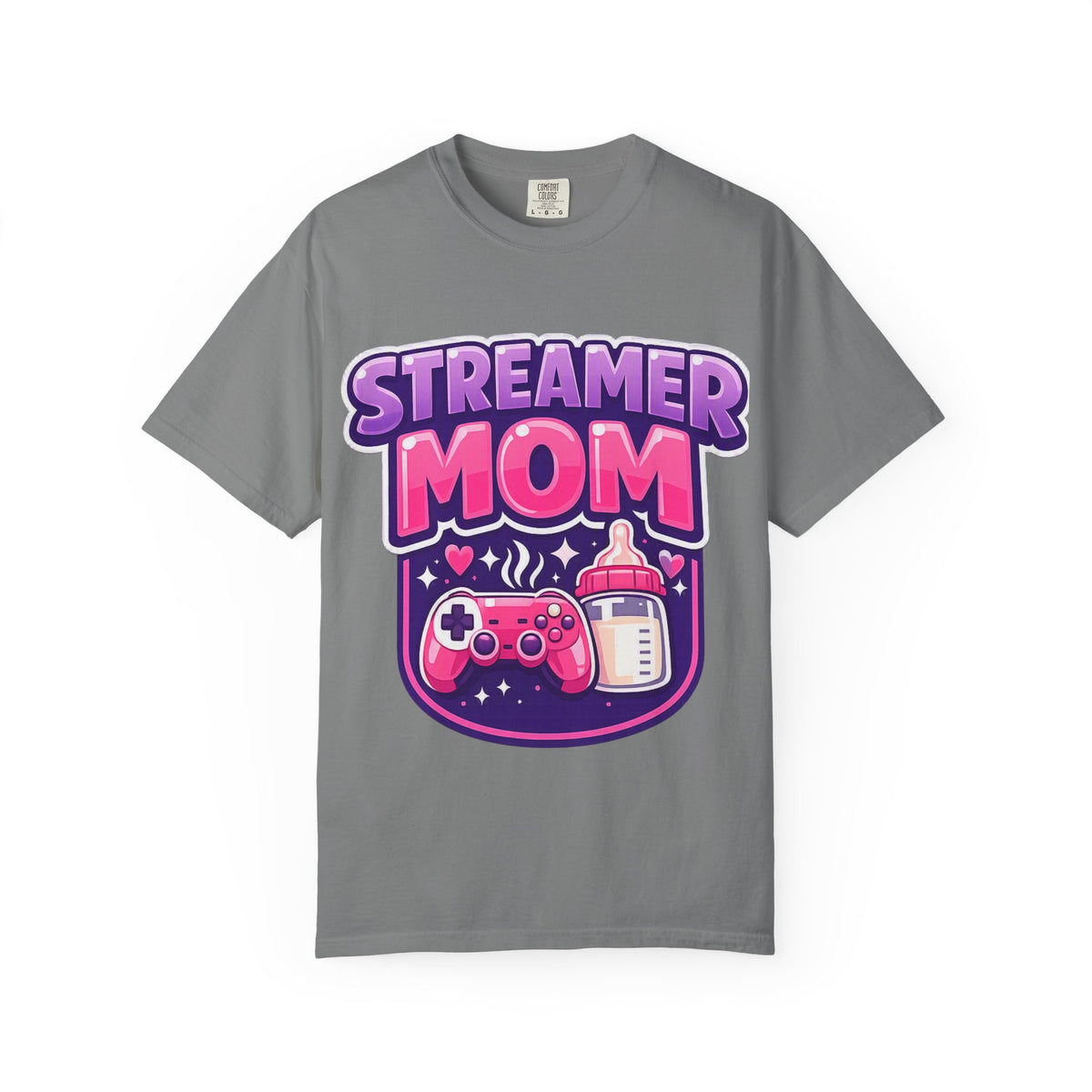 Streamer Mom T-Shirt — Gamer Mom Graphic Tee with Controller & Baby Bottle