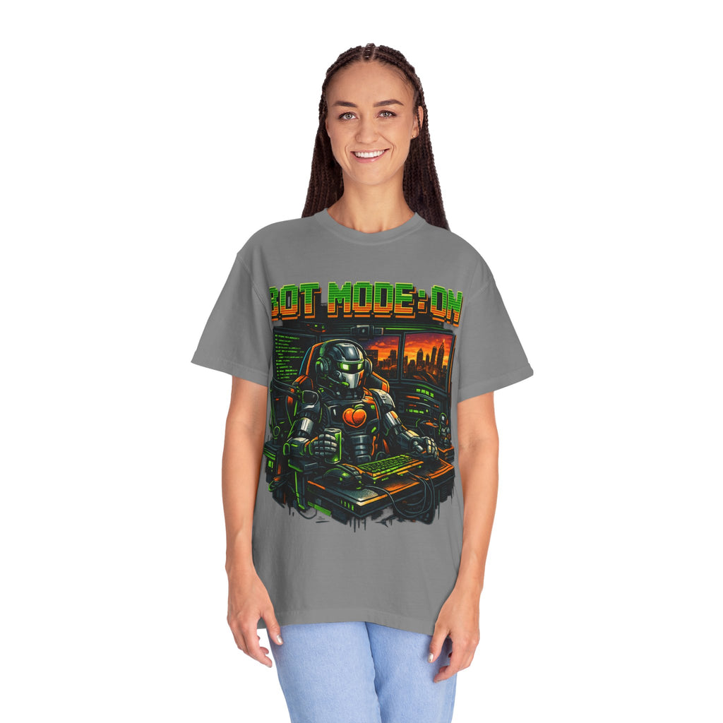 Bot Mode On T-Shirt — Retro Cyberpunk Robot Gamer Tee