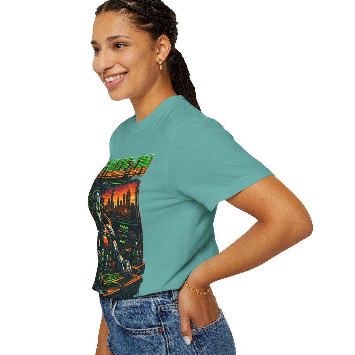Bot Mode On T-Shirt — Retro Cyberpunk Robot Gamer Tee