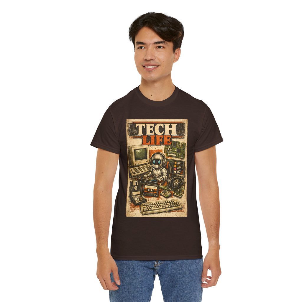 Tech Life T-Shirt — Retro Computer & Gadget Graphic Tee for Geeks