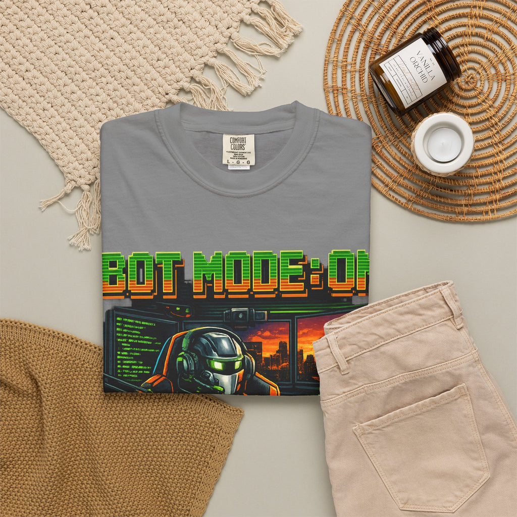 Bot Mode On T-Shirt — Retro Cyberpunk Robot Gamer Tee