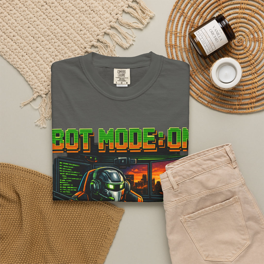 Bot Mode On T-Shirt — Retro Cyberpunk Robot Gamer Tee