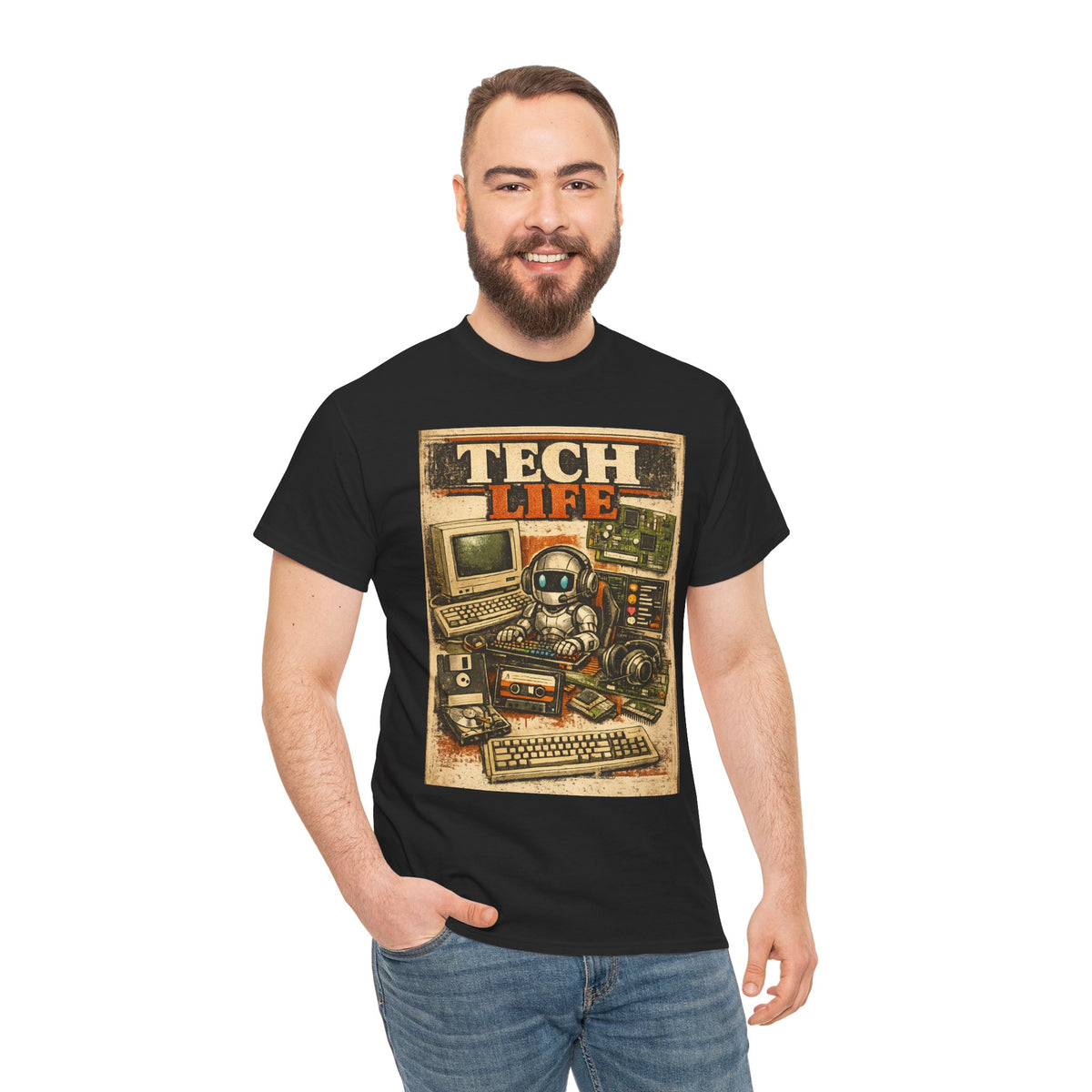 Tech Life T-Shirt — Retro Computer & Gadget Graphic Tee for Geeks