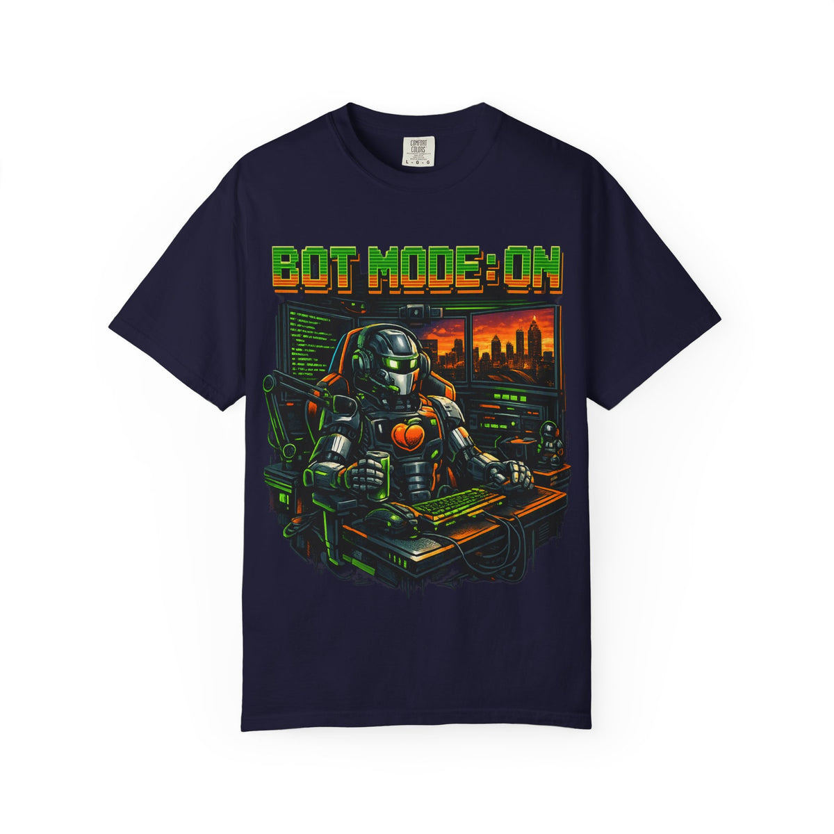 Bot Mode On T-Shirt — Retro Cyberpunk Robot Gamer Tee