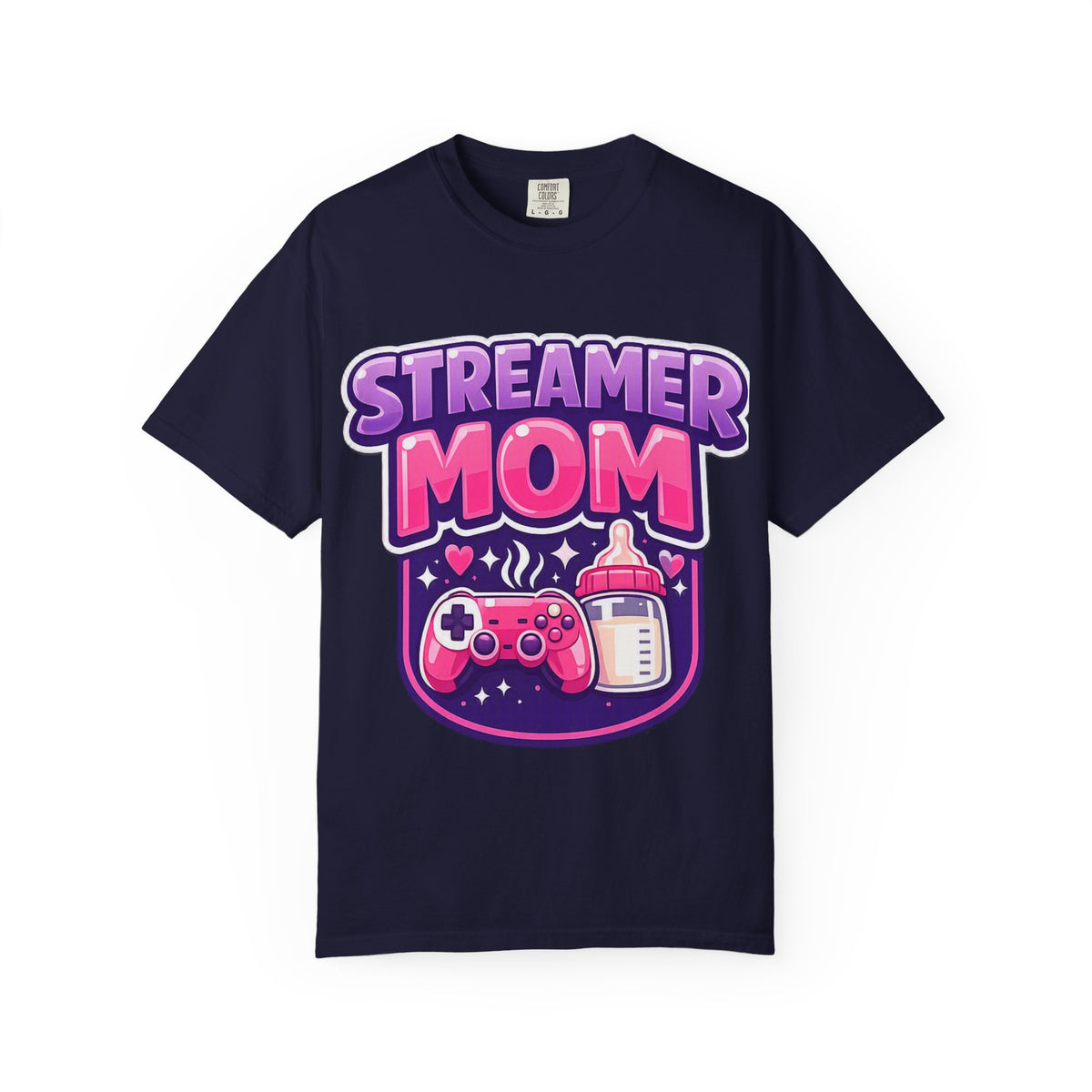 Streamer Mom T-Shirt — Gamer Mom Graphic Tee with Controller & Baby Bottle