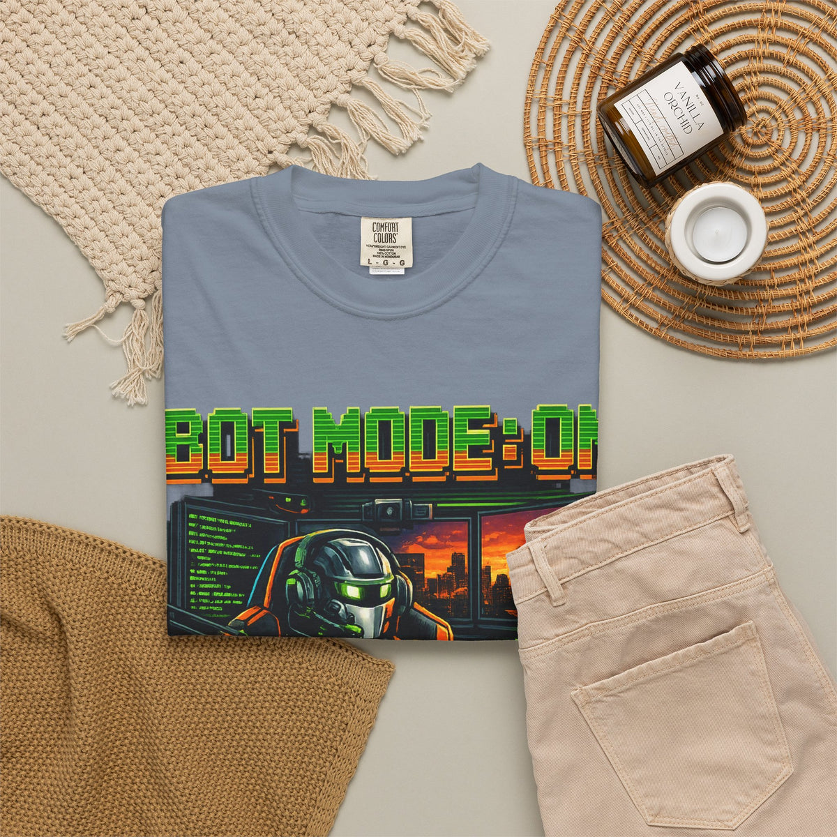 Bot Mode On T-Shirt — Retro Cyberpunk Robot Gamer Tee