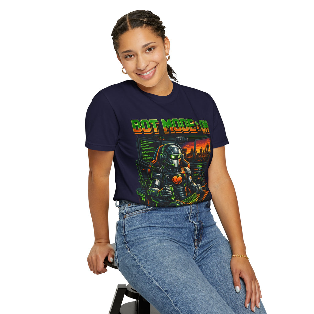Bot Mode On T-Shirt — Retro Cyberpunk Robot Gamer Tee