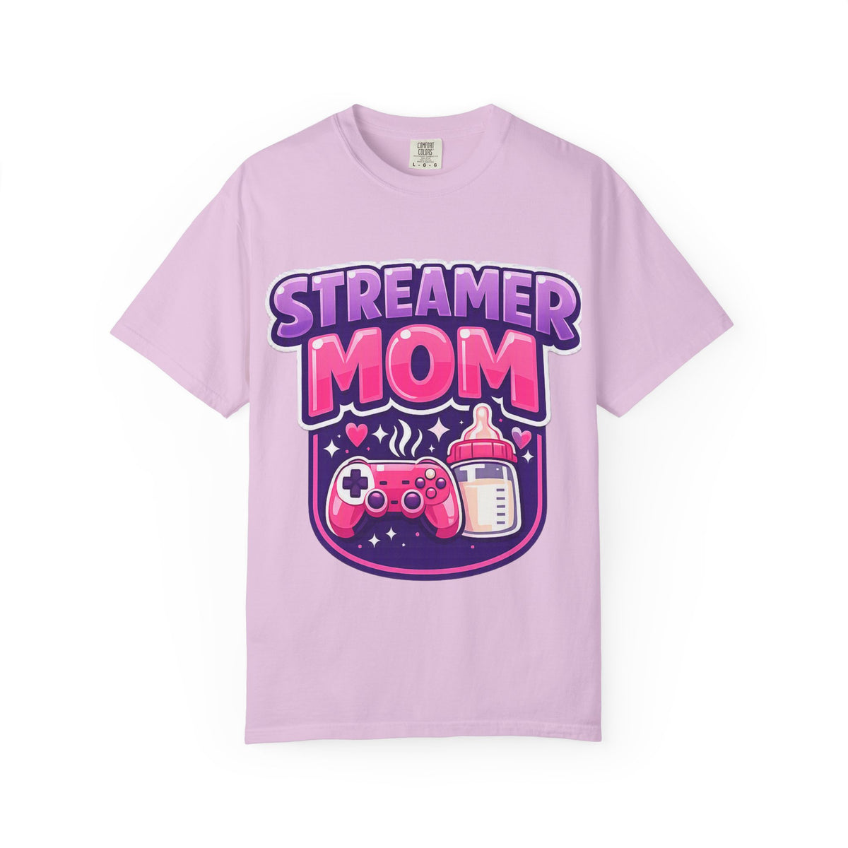 Streamer Mom T-Shirt — Gamer Mom Graphic Tee with Controller & Baby Bottle