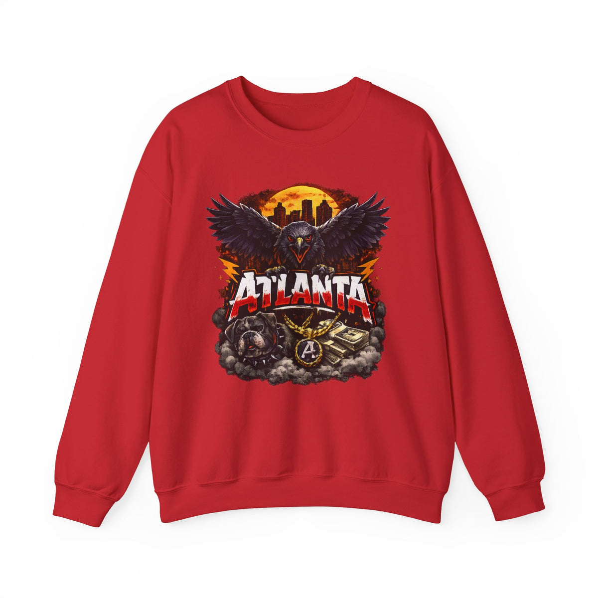 Atlanta Raven Graphic Sweatshirt – City Skyline Vintage Motorcycle Design