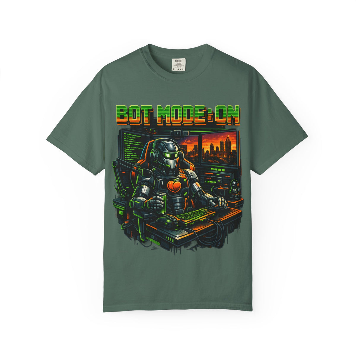 Bot Mode On T-Shirt — Retro Cyberpunk Robot Gamer Tee