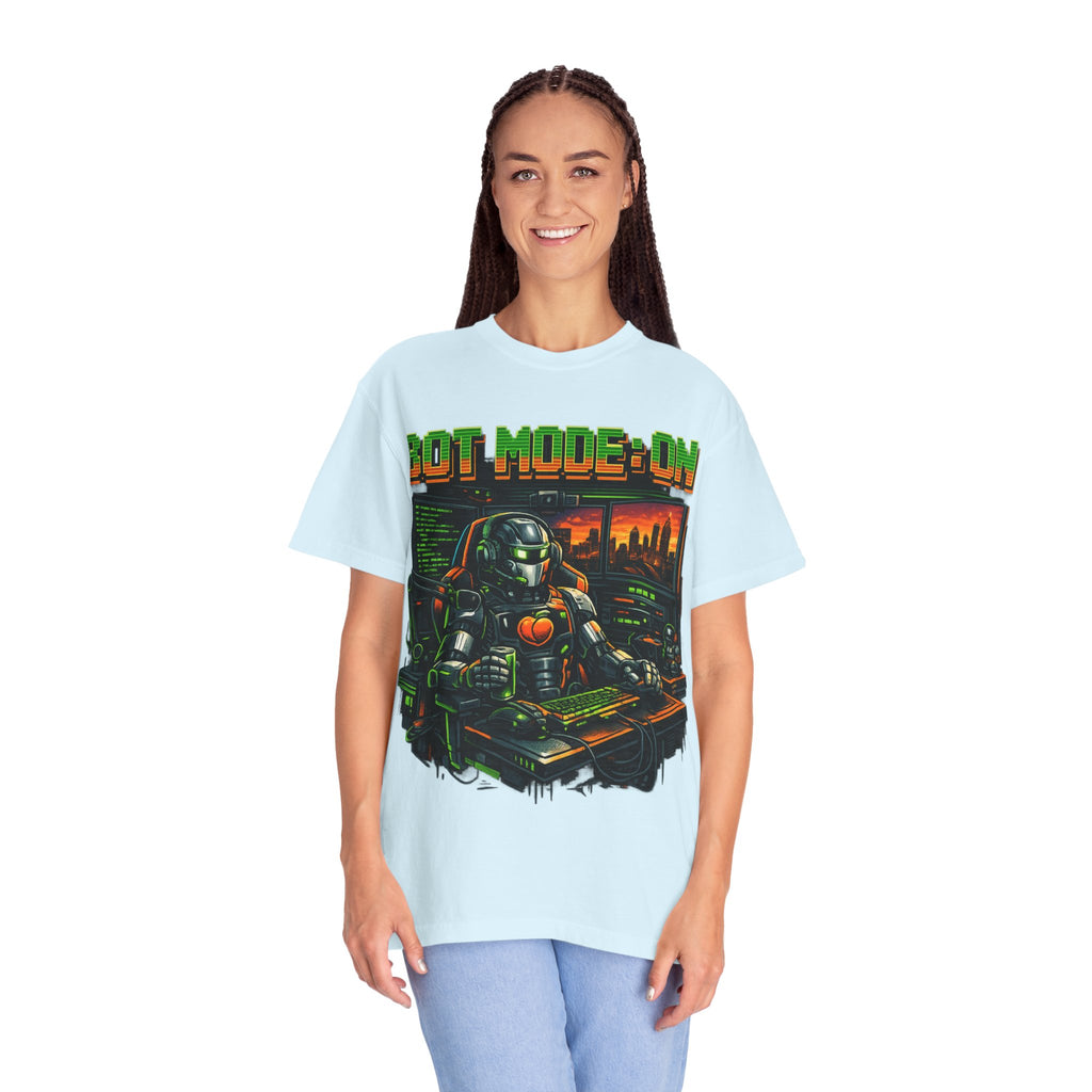 Bot Mode On T-Shirt — Retro Cyberpunk Robot Gamer Tee