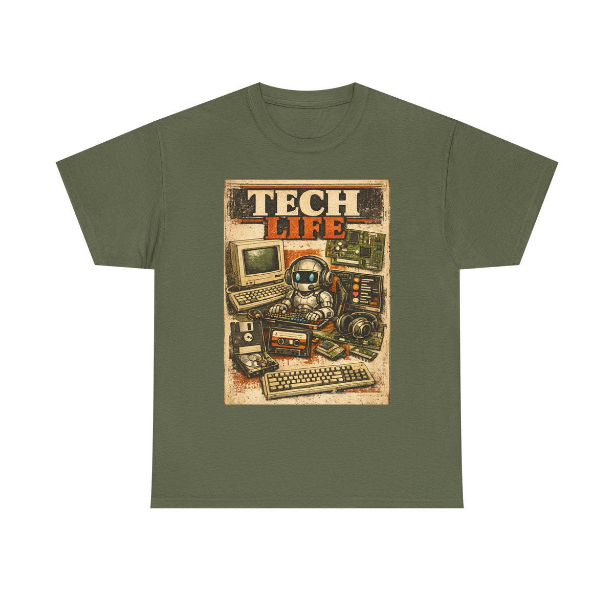 Tech Life T-Shirt — Retro Computer & Gadget Graphic Tee for Geeks