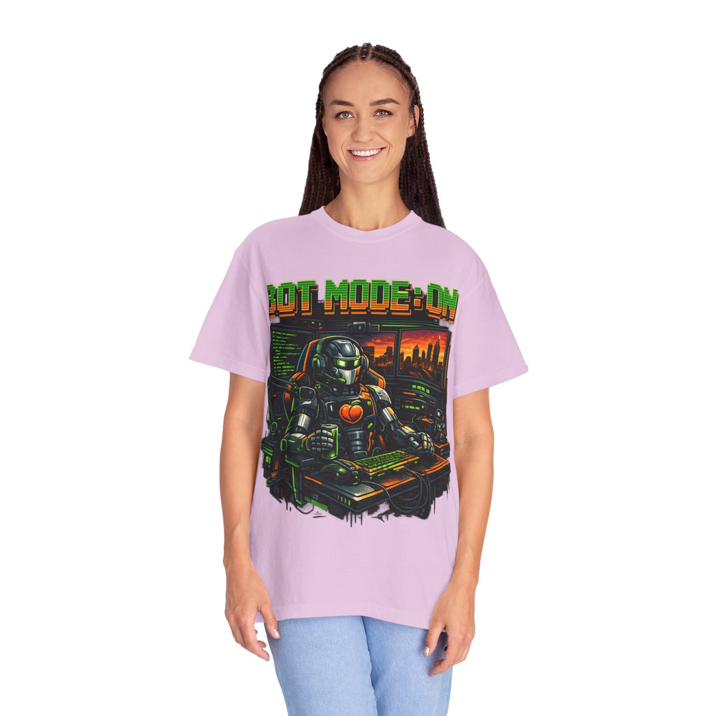 Bot Mode On T-Shirt — Retro Cyberpunk Robot Gamer Tee