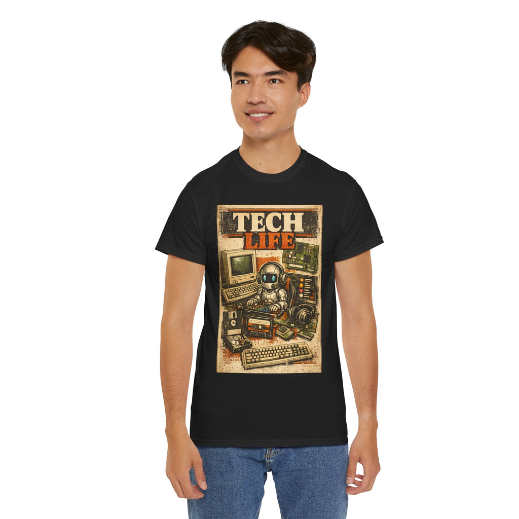 Tech Life T-Shirt — Retro Computer & Gadget Graphic Tee for Geeks