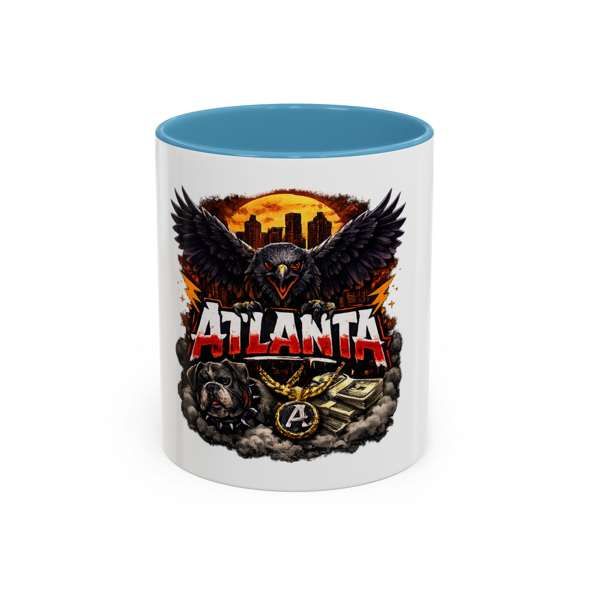 Atlanta Raven Graphic Coffee Mug – City Skyline, Money & Bold Team Vibe (11/15oz)