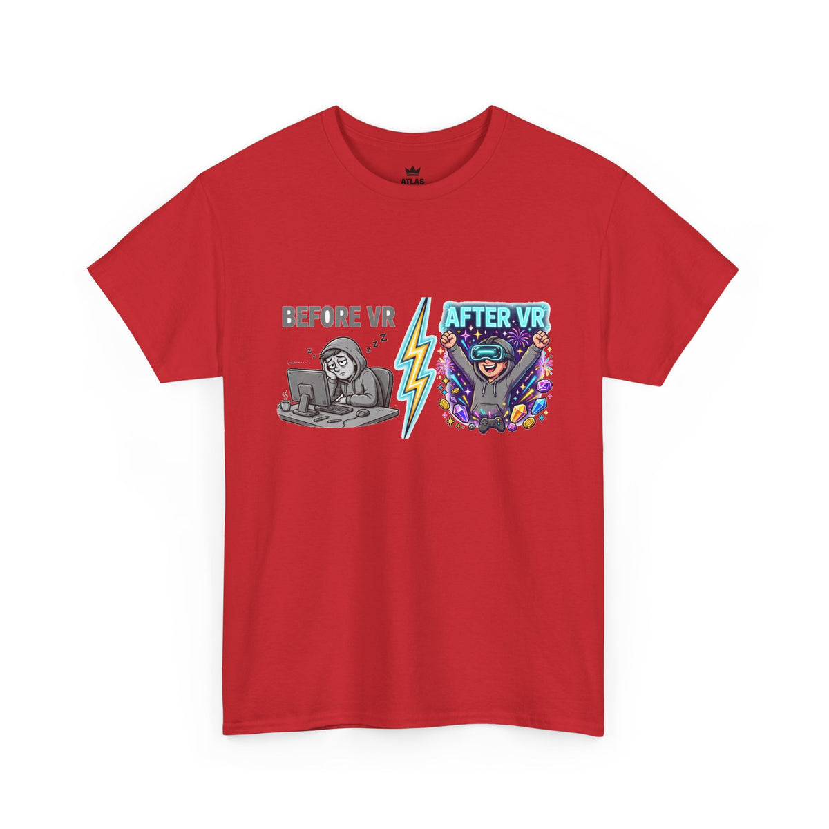 Before VR / After VR T-Shirt — Funny Gamer VR Reality Contrast Tee