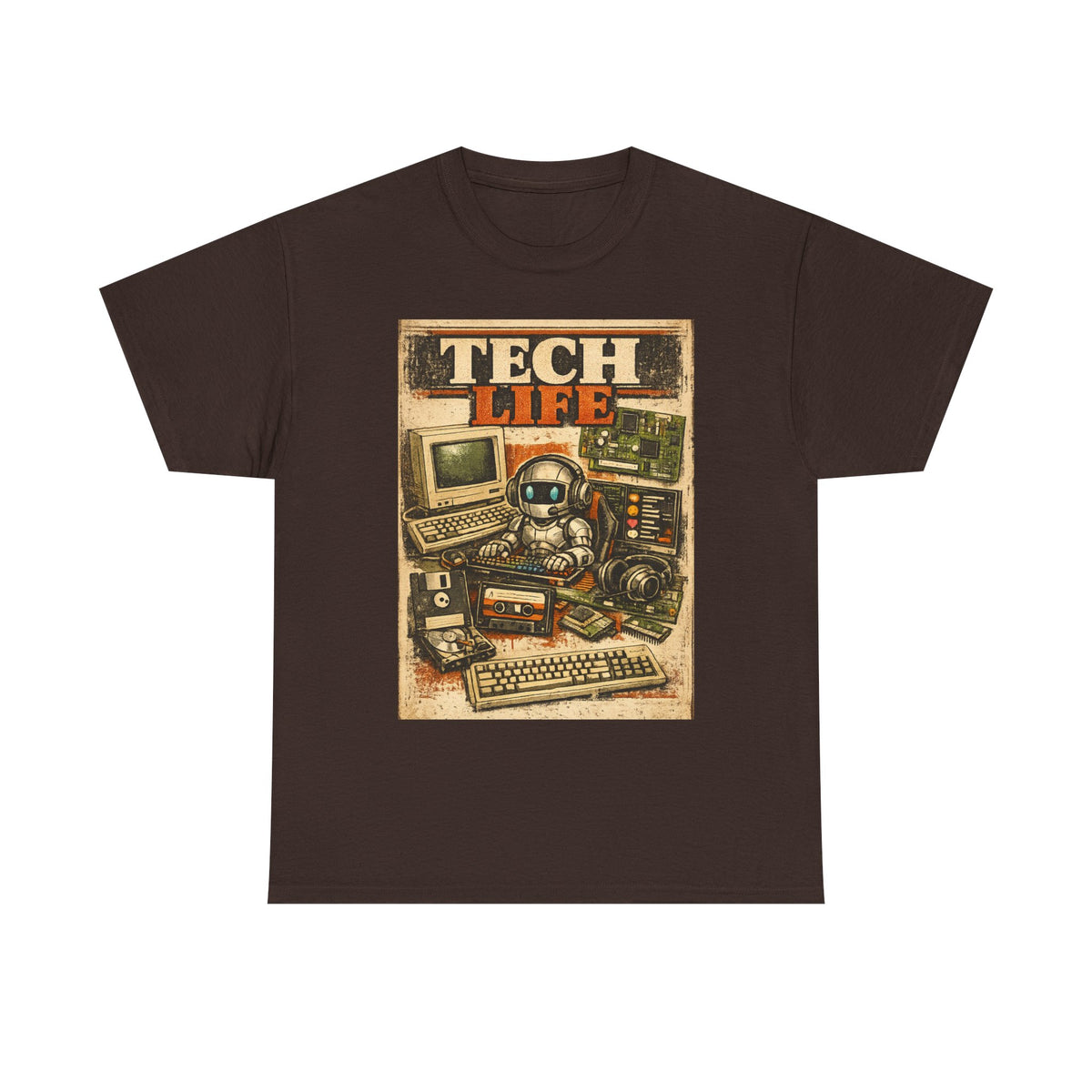 Tech Life T-Shirt — Retro Computer & Gadget Graphic Tee for Geeks