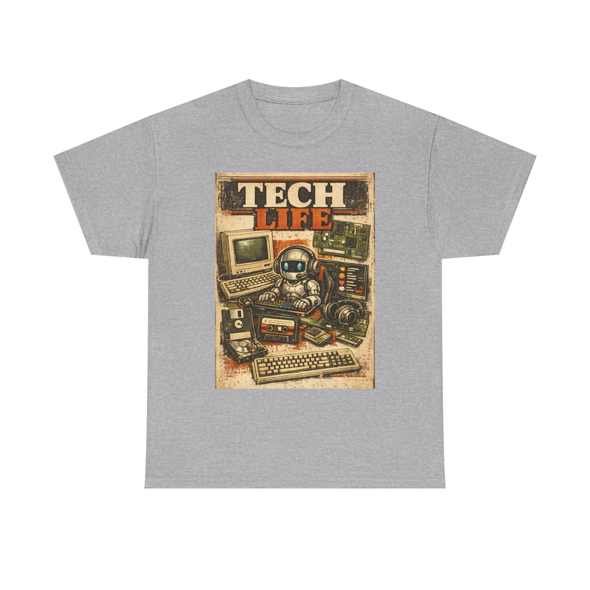 Tech Life T-Shirt — Retro Computer & Gadget Graphic Tee for Geeks