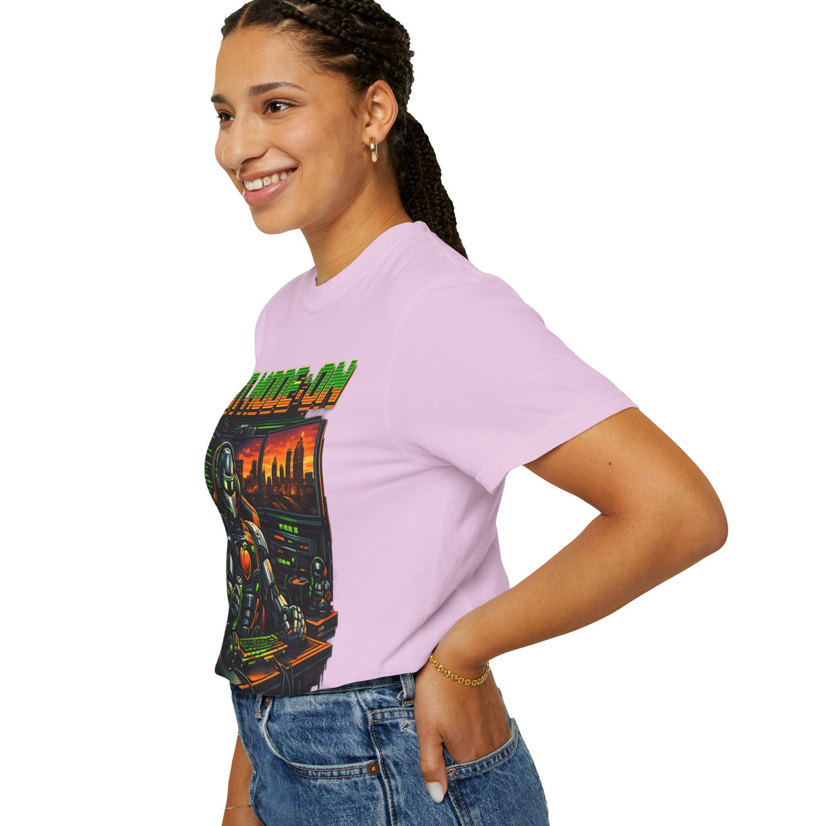 Bot Mode On T-Shirt — Retro Cyberpunk Robot Gamer Tee