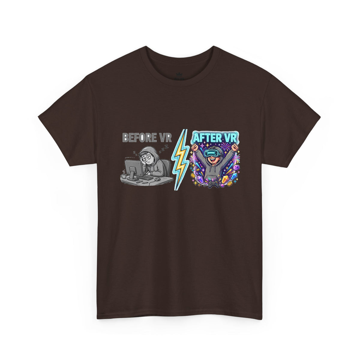 Before VR / After VR T-Shirt — Funny Gamer VR Reality Contrast Tee