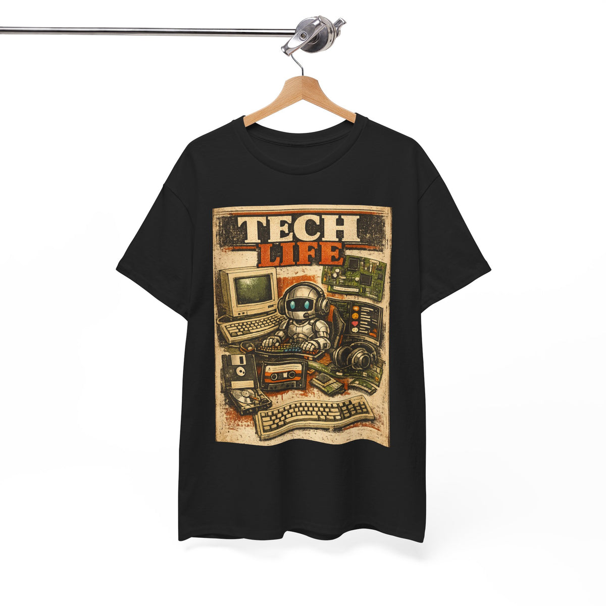 Tech Life T-Shirt — Retro Computer & Gadget Graphic Tee for Geeks