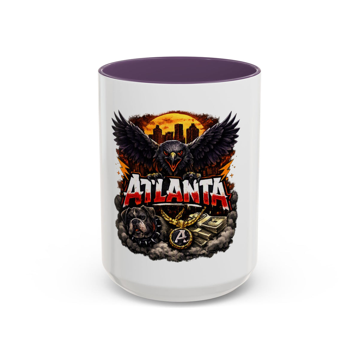 Atlanta Raven Graphic Coffee Mug – City Skyline, Money & Bold Team Vibe (11/15oz)