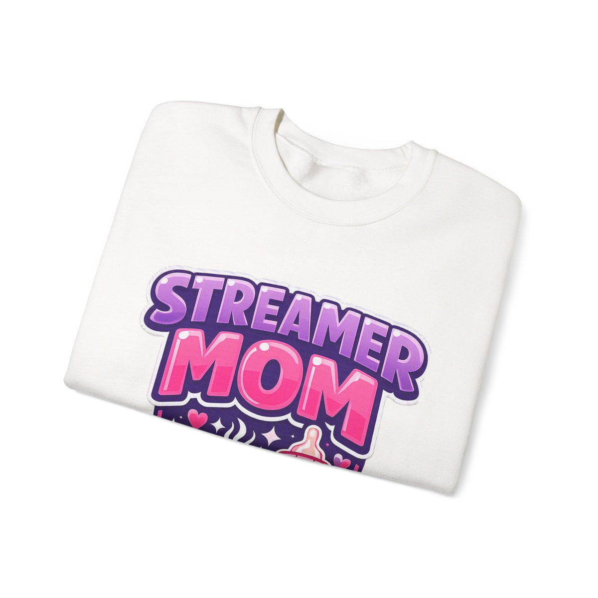 Streamer Mom Sweatshirt — Gamer Mom Crewneck with Controller & Baby Bottle Design