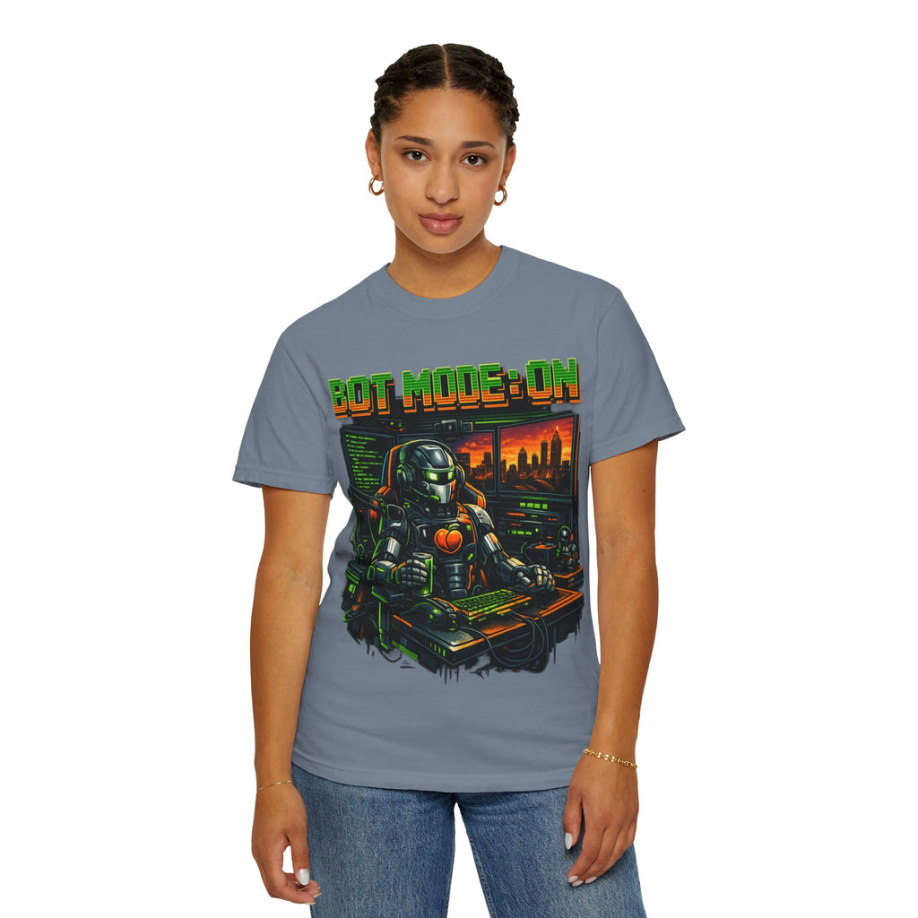 Bot Mode On T-Shirt — Retro Cyberpunk Robot Gamer Tee